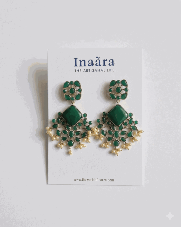 Green Kundan Earrings