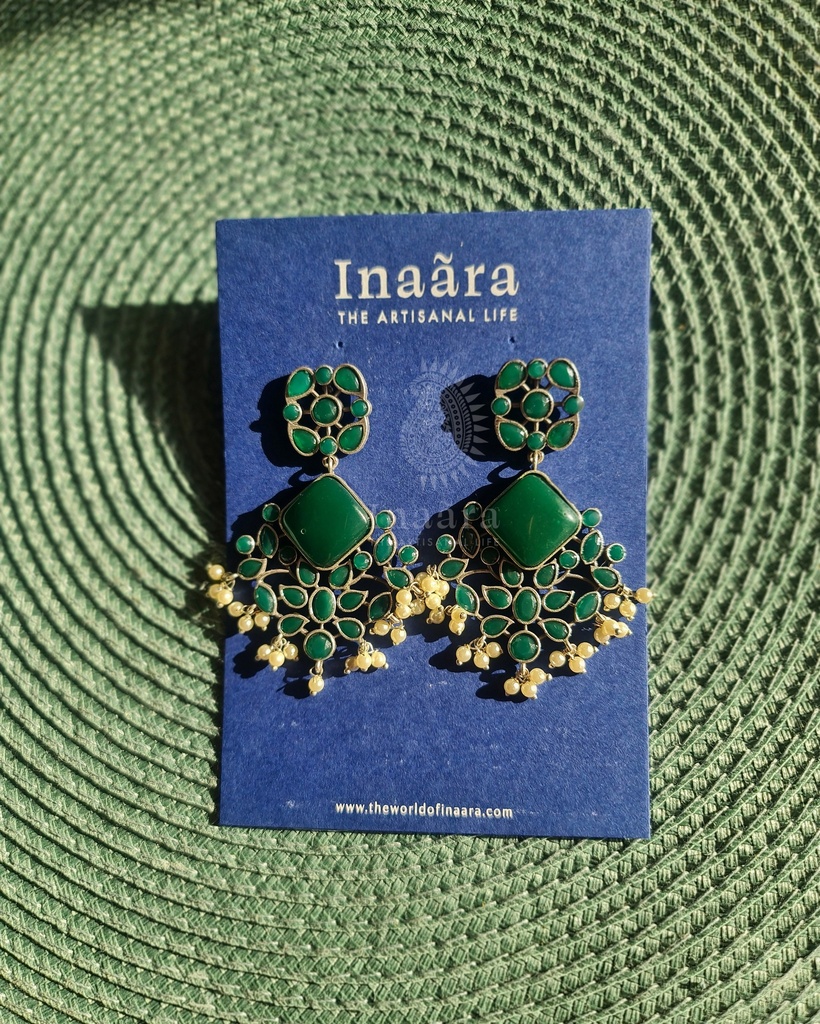 Green Kundan Earrings